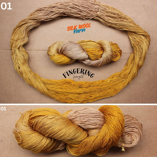 Silk Wool Blend Yarn, Fingering Weight - Golden Warp Yarn Co