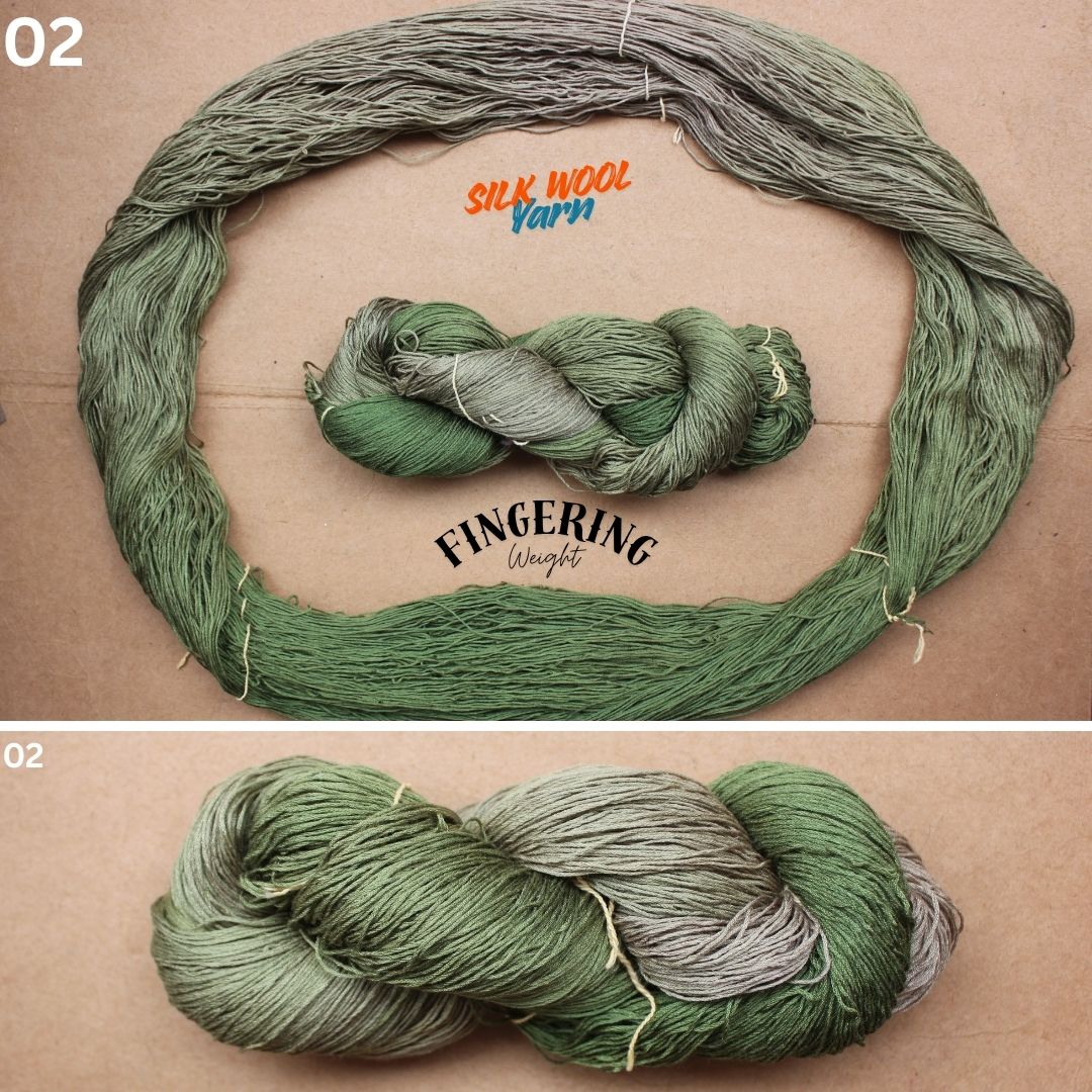 Silk Wool Blend Yarn, Fingering Weight