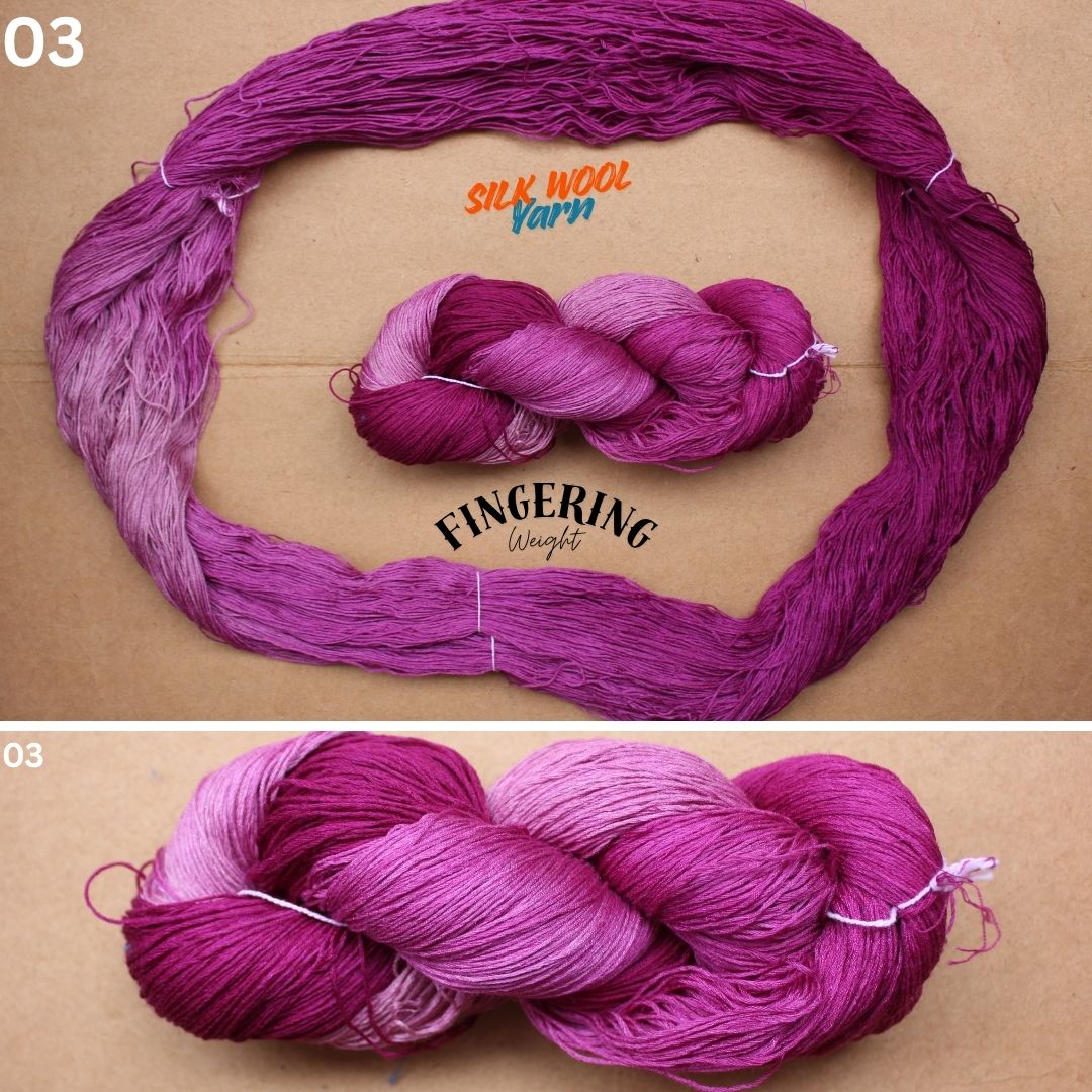 Silk Wool Blend Yarn, Fingering Weight