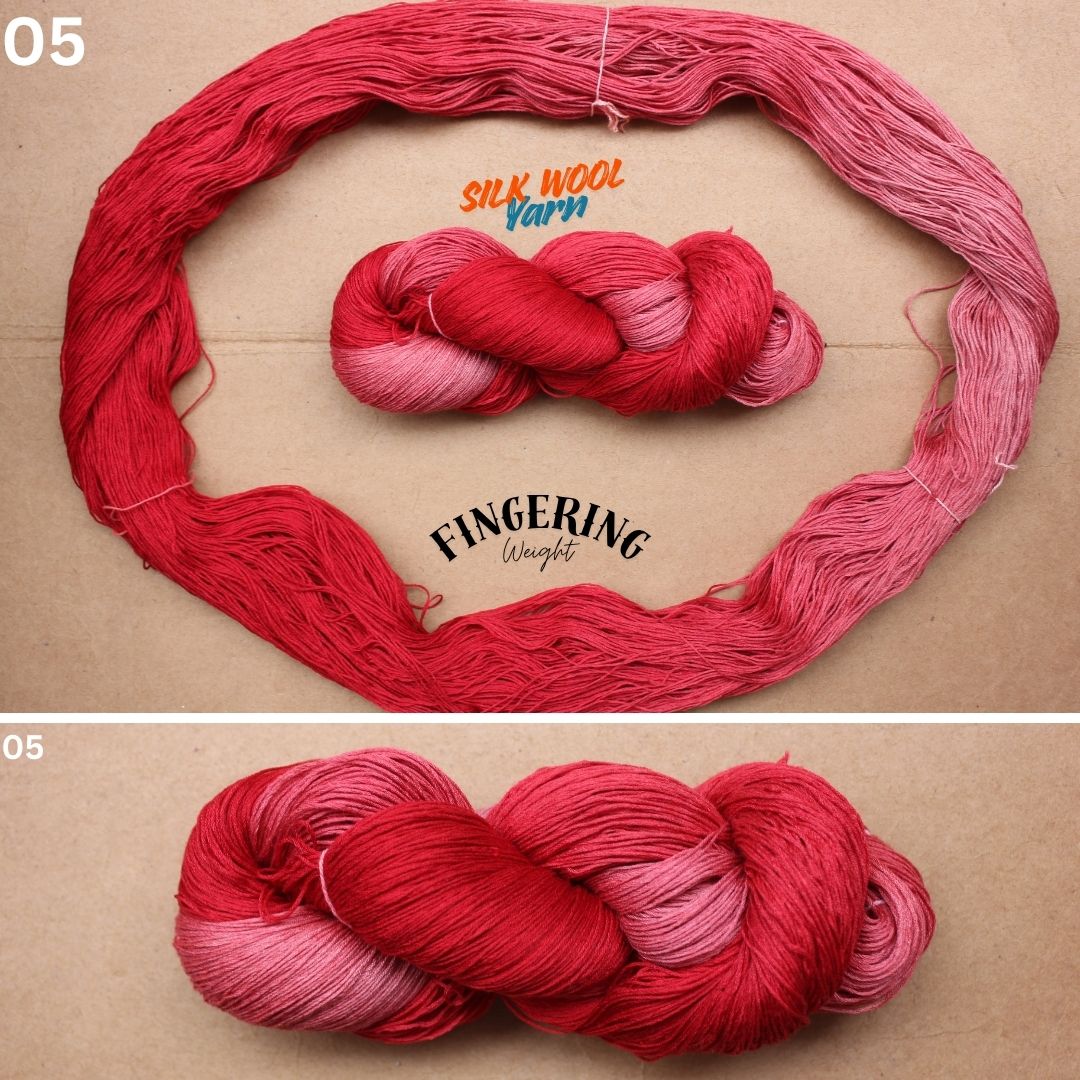 Silk Wool Blend Yarn, Fingering Weight