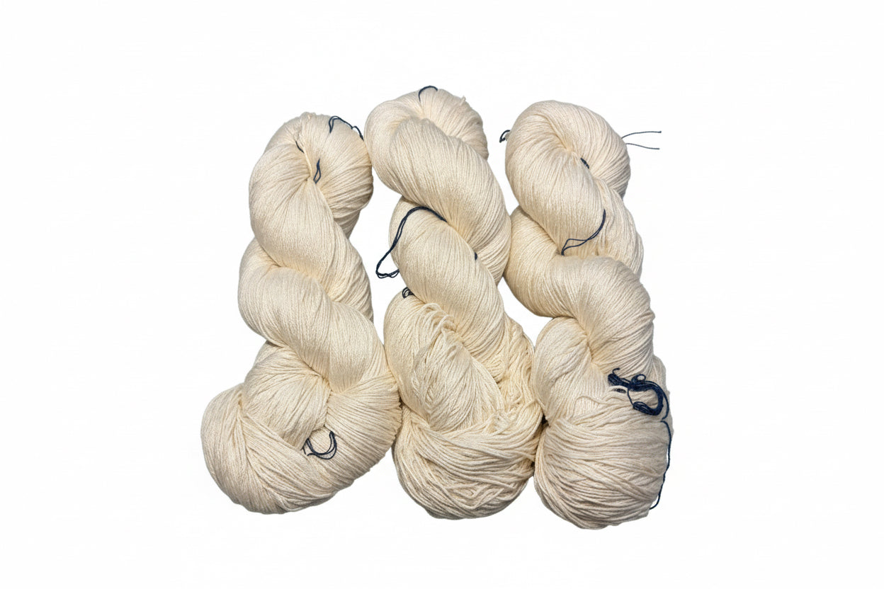 Mulberry Silk Yarn for knitting, weaving, and dyeing at Golden Warp Yarn Co.
